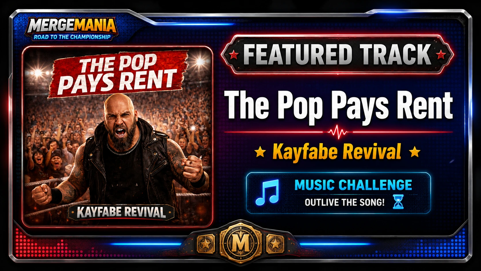 The Pop Pays Rent by Kayfabe Revival featured track challenge for MergeMania Road to the Championship